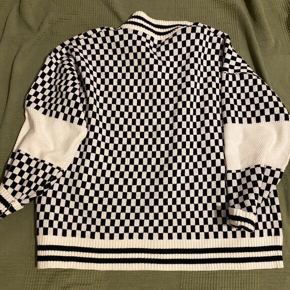 Dressed in Lala - Get What I Want Grandpa Cardigan in Black + White S/M - Picture 2 of 2